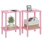 TUTOTAK End Table, Set of 2, Side Table, Nightstand, 2-Tier Storage Shelf, Sofa Table for Small Space, Living Room, Bed Room, Pink TB01BP035 - color: Pink