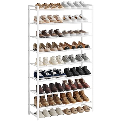 Nunsino Shoe Rack for Closet, Metal Shoe Organizer, 8 Tier Garage Shoe Rack Max Holds 40 Pairs,Shoe Storage Shelf,Entryway, White - color: White, size: 8 Tier