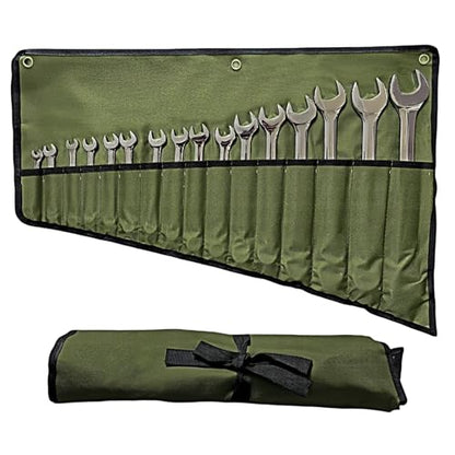 BLIRITEL 16 Pockets Wrench Roll Up Pouch, Wrench Roll Organizer and Tool Storage, Rolled Tool Pouch for Mechanic Electrician Craftsman (Green) - color: Green