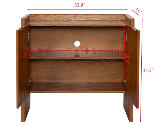 Mid Century Modern Sideboard Buffet Cabinet,Small Storage Cabinet with Outlet Holes for Living Room, Kitchen, Entryway, Hallway 34" Brown Ebony - color: Brown Ebony
