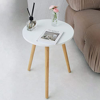 AWASEN Round Side Table, Small Accent Table Nightstand Modern End Table for Living Room Bedroom Office Small Spaces, 15.7''Dia x 19.69''H (White) - color: White
