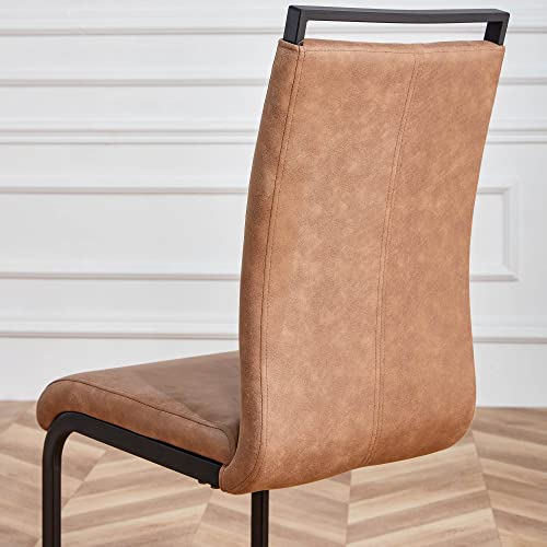 Baysitone Modern Dining Chairs Set of 4, Side & Kitchen Chairs with Leathaire Padded Seat High Back, for Dining, Kitchen & Living Room - Brown - color: Brown, size: Set of 4