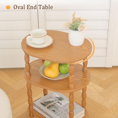 MaxSmeo End Table, Small Side Table for Small Spaces, Modern Oval Night Stand Accent Table for Living Room, Bedroom, Brown - color: Brown