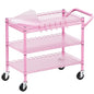 WDT Pink Rolling Utility Cart with Wheels, 990Lbs Heavy Duty Metal Cart with Handle & Shelf Liners, NSF Certified 3-Tier Storage Trolley for Esthetician, Kitchen, Salon & Craft Room, Pink - color: Pink-3 Tier