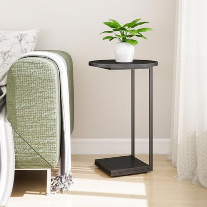HDANI C End Table,Couch Table That Slide Under,Small Sofa Side Table in Living Room,Bedroom,Black - color: Black, size: Round