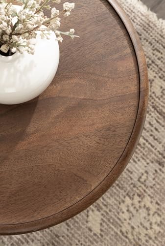 Kate and Laurel Willoughby Modern Wooden Spiraled Round Side Table, 15 x 15 x 24, Walnut Brown, Accent Pedestal End Table with Turned Base for Use as Indoor Plant Stand or Bedroom Nightstand Option - color: Walnut Brown