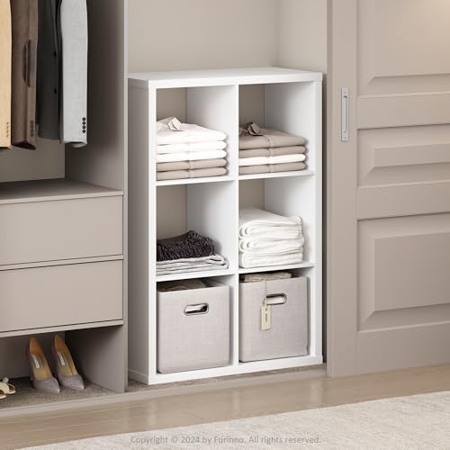 Furinno Cubic Extra Thick 6-Cube Closet Organizers and Storage, White | 14.6 x 30 x 44 in, Open Shelf Closet Storage, Closet Organizer, for Wardrobe, Bedroom, Living Room - color: White, size: 6-Cube