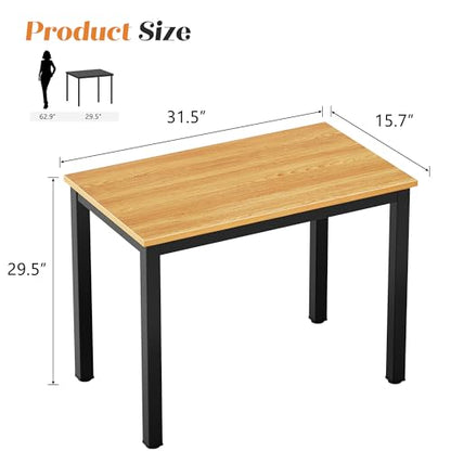 Need Small Computer Desk 31-1/2" Sturdy and Heavy Duty Writing Desk for Small Spaces and Small Desk Study Table Laptop Desk- AC3BB-80-40 - color: Teak & Black Frame, size: 31inch