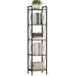 Homhedy 5 Tier Small Bookshelf, Tall Narrow Bookcase, Metal Book Shelf | Industrial Style for Small Spaces, Home, Office, Living Room, Kitchen, Bedroom , 10.4" D x 13" W x 55.1" H, Rustic Brown - color: Rustic Brown, size: 10.4"D x 13"W x 55.1"H