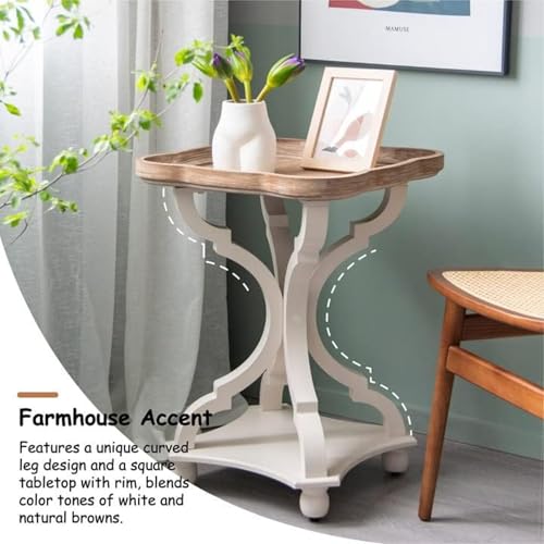 COZAYH Rustic Wooden Accent Tray Top Nightstand Side Table, White Legs - size: 1-Pack End Table
