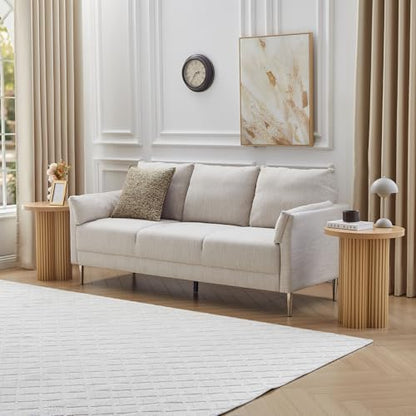 Round Fluted End Table, 17.7'' Mid Century Modern Side Table, Circle Bedside Tables Drink Table Wood Nightstand for Small Spaces, Living Room (Natural-1PCS) - color: Natural-1pcs