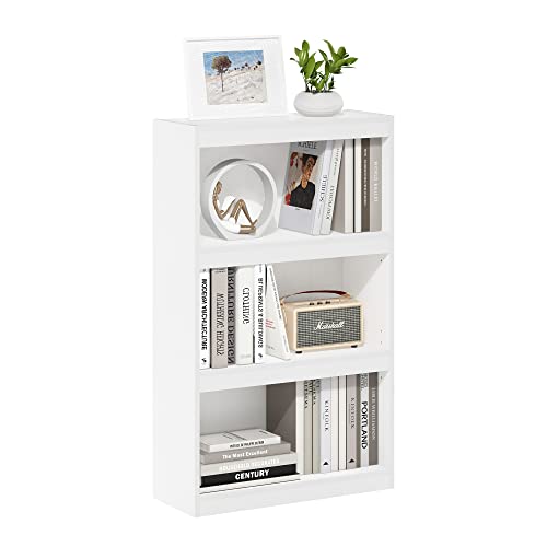 Furinno Jaya Enhanced Home Bookcase 3-Tier Adjustable Bookshelf, White - color: White, size: 3-Tier Thick