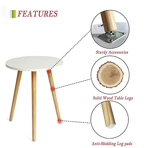 AWASEN Round Side Table, Small Accent Table Nightstand Modern End Table for Living Room Bedroom Office Small Spaces, 15.7''Dia x 19.69''H (White) - color: White