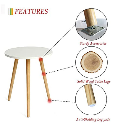 AWASEN Round Side Table, Small Accent Table Nightstand Modern End Table for Living Room Bedroom Office Small Spaces, 15.7''Dia x 19.69''H (White) - color: White