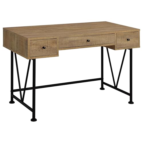 Coaster Home Furnishings - Analiese - Wood - 3-Drawer Writing Desk with Metal Legs, and V-Bracing Profile - Home Office - 47-Inch - Mango - 802001 - color: Mango