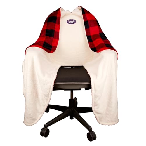 The Original Office Chair Blanket by SnuggleBack; Cozy Comfy Office Desk Chair Wrap Attaches for Hands-Free Warmth. Stay Warm In The Winter or Summer. (Buffalo Plaid Patterned Fleece) - color: Buffalo Plaid
