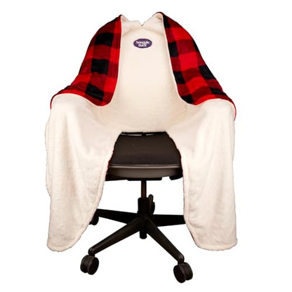 The Original Office Chair Blanket by SnuggleBack; Cozy Comfy Office Desk Chair Wrap Attaches for Hands-Free Warmth. Stay Warm In The Winter or Summer. (Buffalo Plaid Patterned Fleece) - color: Buffalo Plaid