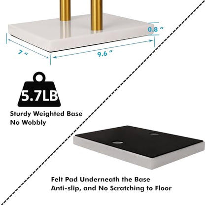 WAYDELI Standing Towel Rack Double-T Shape Tall Bath Towel Sheet Holder with Marble Design Base for Bathroom 2 Tier Towel Holder Stand Stainless Steel (Brushed Gold) - color: Brushed Gold