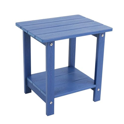 Small Leisure Line Side Table, 2-Tier Adirondack Side Table Outdoor with Open Shelf, 16 in Wooden Deck Table for Patio Porch Pool, 200 Lbs Capacity, Easy Assembly (Dark Blue) - color: Dark Blue