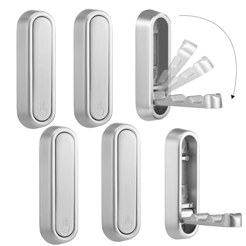 Folding Wall Hooks, 6 Pack, Silver, Zinc Alloy, Heavy Duty Coat Hooks | 90° Foldable Design, Wall Mounted, Zinc Alloy, Flip-Down Design, Includes Screws And Anchors, For Bedroom, Entryway, Closet - color: Silver, size: 6 Pieces