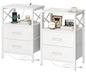Huuger Nightstands Set of 2, Night Stand with Charger Station, 2 Drawer Side Table with Open Shelf, USB-C Port, End Table for Small Spaces, X Shaped Side Rail, White - color: White
