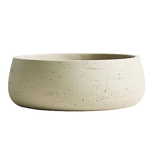 Olly & Rose Large Ceramic Planter Bowl Shallow Plant Pot - Off White Cream Ivory Flower Pot Indoor and Outdoor Decorative Bowl Garden and Home Décor - color: Cream