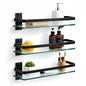 Bathroom Glass Shelf 15.7" Black Wall-Mounted, Floating Metal Storage Rack | 3 Pack Aluminum Tempered Glass 0.3in Extra Thick Rectangular，Space-Saving Design - color: Black 3 Pack