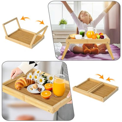 RRX Bed Tray Table with Folding Legs, Breakfast in Bed Tray (1, Beige) | Bed Trays for Folding Table Eating, Kitchen Serving, Food, Sofa, Snacking or Working, Laptop Desk Dinner, Snack Tray - color: Beige