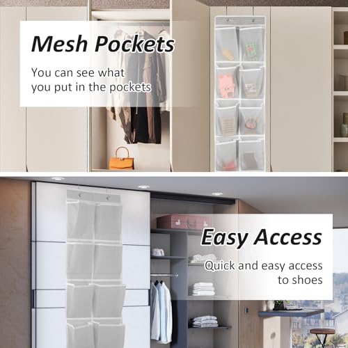 GOMAJI 2PK Over the Door 12 Pocket Hanging Shoe Organizer - color: Gray