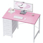 Pamray 32 Inch Computer Desk with 4 Drawers Small Office Desk for Home Bedroom Study Writing Simple Modern Computer Table Pink - color: Pink