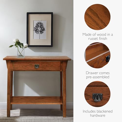 Leick Home Mission Console Table, Solid Wood, 1 Storage Drawer, Bottom Display Shelf, Narrow Depth, Easy-Assembly, For Living Room/Hallway, Russet, 30 in L x 10 in W x 28 in H, 9057-RS - color: Russet