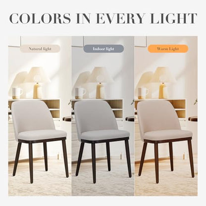 COLAMY Upholstered Dining Chairs Set of 2, Modern Kitchen Chairs with Back, Fabric Side Chair with Wood Legs for Dining Room Kitchen Restaurant, Beige - color: Beige, size: Set of 2