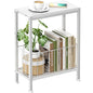 Narrow Side Table, Skinny End Tables with Magazine Holder, Small Sofa Table for Small Spaces, Space-Saving Design, Slim Nightstand Bedside Table for Living Room, Bedroom, Office, White - color: White