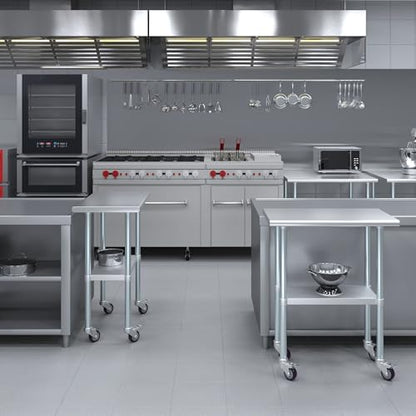 AmGood 30" Long x 18" Deep Stainless Steel Table with Casters - size: 30" Long x 18" Deep