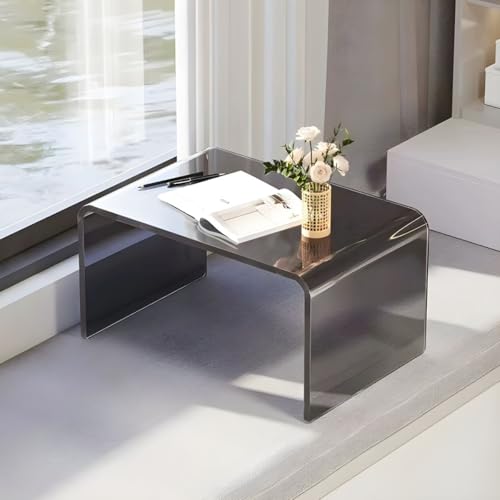 Side Table,C Shaped End Table, Acrylic Sofa Side Table, Bedside Table for Bedroom Small Simple Modern Coffee Table Suitable for Living Room (Smoke Gray) - color: Smoke Gray