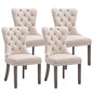 KCC Velvet Dining Chairs Set of 4, Upholstered High-end Tufted Dining Room Chair with Nailhead Back Ring Pull Trim Solid Wood Legs, Nikki Collection Modern Style for Kitchen, Beige - color: Beige, size: Set of 4
