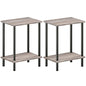 HOOBRO End Tables Set of 2, Small Side Table, Nightstand with 2-Layer Storage Shelves, Sofa Table for Small Spaces, Living Room, Bedroom, Stable Frame, Easy Assembly, Greige and Black BG09BZP201 - color: Greige + Black