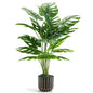 Der Rose 28" Fake Plants, Monstera Plant in Black Gold Pot for Home Decor | Artificial plants indoor add refined tropical greenery to modern offices, elegant entryways, reception areas and house decor