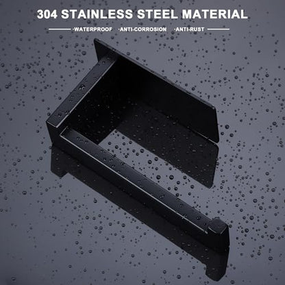 LANC Self-Adhesive Toilet Paper Holder, Matte Black Toilet Tissue Holder Wall Mounted for Bathroom Kitchen, Stick On Paper Roll Holder with No Drilling Rustproof Stainless Steel, A8307MB - color: Matte Black, size: Right Hand(Adhesive)