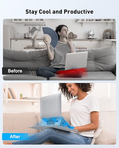 AboveTEK Adjustable Laptop Lap Desk, 3 Ergonomic Angles, PU Leather Non-Slip Surface, Heat Shield, Retractable Mouse Pad, Portable Laptop Lap pad for Bed, Sofa, Travel (Light Gray) - color: Light Gray