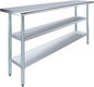 Stainless Steel Work Table with Double Undershelf – Commercial Prep Table for Restaurant, Kitchen, Bakery – NSF Certified (18 x 72) - size: 18x72