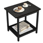 2-Tier Outdoor Side Table with Storage, Weather Resistant Patio End Table, HDPS Small Accent Table for Deck, Garden, Pool, Backyard, Black - color: Black