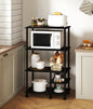 4-Tier Microwave Cart with Storage, Rolling Kitchen Cart with Wood Top, Coffee Table Standing Baker's Racks for Kitchens, Living Room, Balcony, Black - color: Black