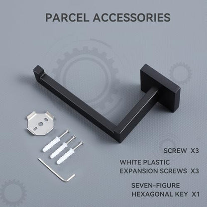 LANC Black Toilet Paper Holder, Bathroom Toilet Paper Roll Holder Wall Mount for Bathroom Kitchen, TP Holder Tissue Roll Dispenser Hanger Stainless Steel, Matte Black Left A8807MB-LF - color: Matte Black, size: Left Hand(Screw)