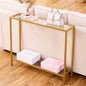 MAJARO Small Modern Console Table for Entryway, Tempered Glass with Metal Frame Sofa Table for Living Room, Hallway, Office (Double-Layer, Gold) - color: Gold, style: Double-layer
