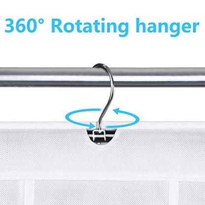 MISSLO 30 Large Pockets Dual Sided Hanging Baby Shoe Organizer for Closet with Rotating Hanger Hanging Shoe Shelves, White - color: White