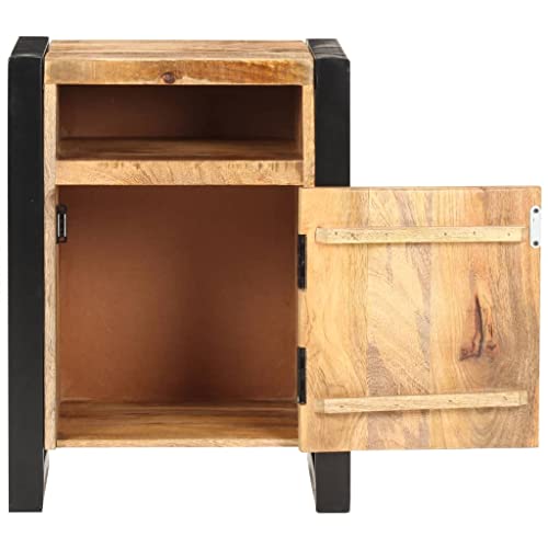 Nightstand Solid Mango Wood Bedside Cabinet with Metal Frame 13.8"x15.7"x21.7" Industrial End Table Storage Shelf for Bedroom, Living Room, Dorm