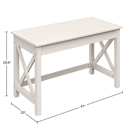 Lavish Home Writing Desk - Work Desk with X-Pattern Legs - for Office, Bedroom, Computer, or Craft Table - Home Office Desks (White) - color: White