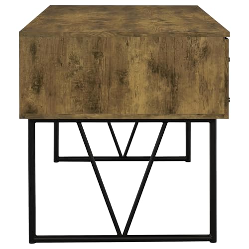Coaster Home Furnishings Analiese Rustic 63-Inch 4-Drawer Home Office Computer Writing Desk Study Table with Storage Engineered Eco-Friendly Wood Look Laminate Sturdy Steel Base Rustic Nutmeg 800999 - color: Rustic Nutmeg