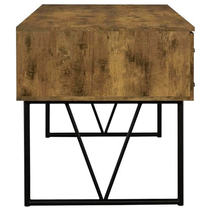 Coaster Home Furnishings Analiese Rustic 63-Inch 4-Drawer Home Office Computer Writing Desk Study Table with Storage Engineered Eco-Friendly Wood Look Laminate Sturdy Steel Base Rustic Nutmeg 800999 - color: Rustic Nutmeg